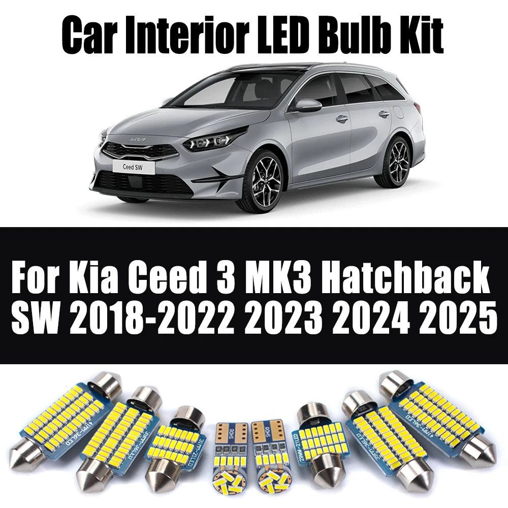 12-Piece LED Interior Light Kit for Kia Ceed 3 MK3 Hatchback SW - Canbus Error-Free Bulbs | AUTOKITSHOP