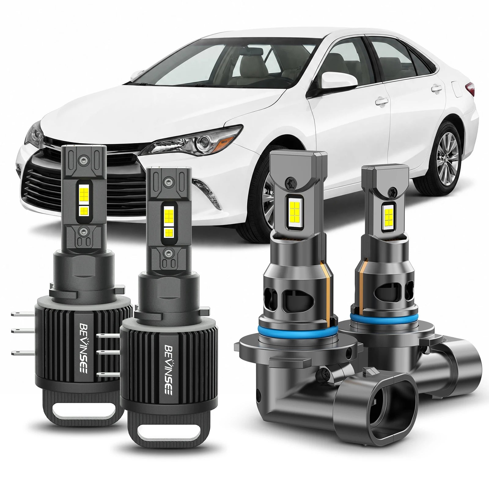 BEVINSEE H15 LED Headlight Bulb & 9006 LED Fog Light Set for VW Golf MK6 MK7 for Audi A3 f