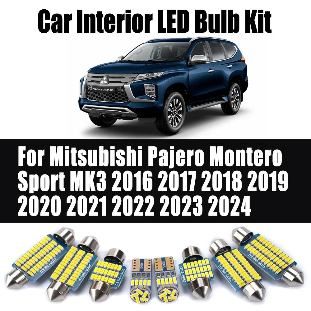 17-Piece LED Interior Light Kit for Mitsubishi Pajero Montero Sport MK3 2016- 2020 - Canbus Dome Map Door Trunk Bulbs...