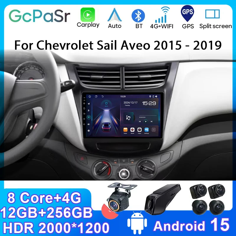 Carplay Ca Android Auto Radio For Chevrolet Sail Aveo 2015 -2019 Stereo Multimidia Player