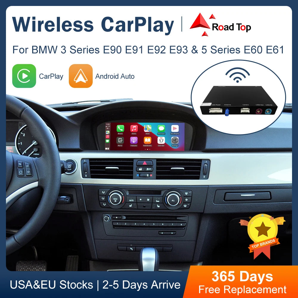 Road Top Wireless CarPlay Android Auto for BMW 3 Series E90 E91 E92 E93 And 5 Series E60 E | AUTOKITSHOP