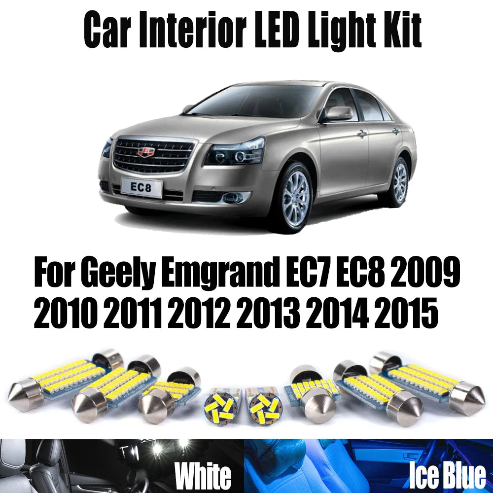 7-Piece LED Interior Light Kit for Geely Emgrand EC7 EC8 - Canbus Error-Free Bulbs | AUTOKITSHOP