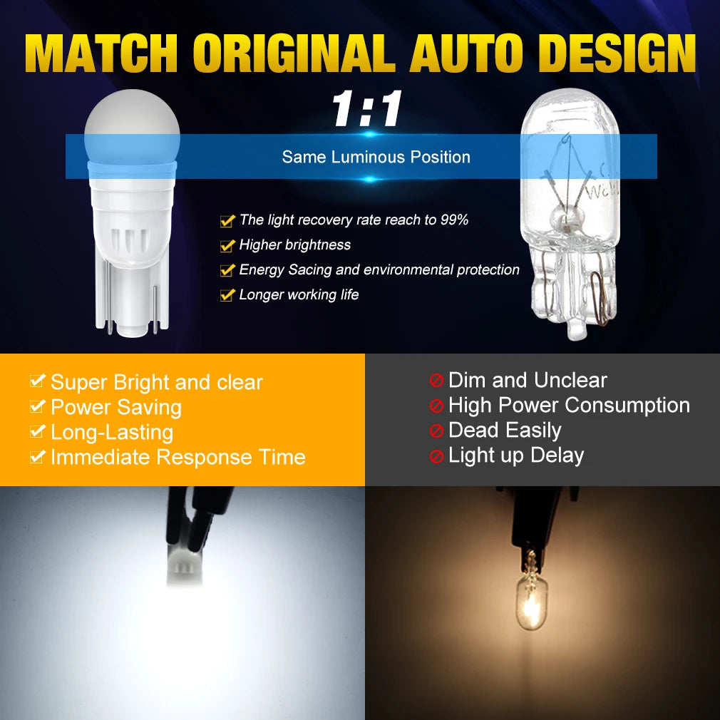 T10 W5W WY5W 168 194 192 2835 LED Car Wedge Bulbs Parking Lights Auto Signal Lamp Bulb Whi
