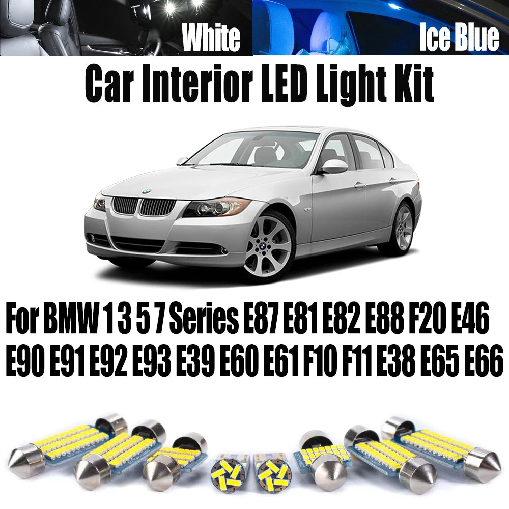 LED Interior Light Kit for BMW 1 3 5 7 Series E87 E81 E82 E88 F20 E46 E90 E91 E92 E93 E39 E60 E61 F10 F11 E38 E65 E66...