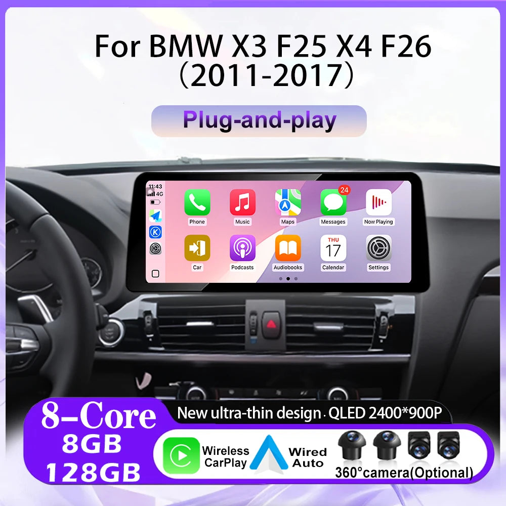 12.3 lnch Android 16 CIC / NBT System For BMW X3 F25 X4 F26 2011-2017 GPS Carplay Car Radi
