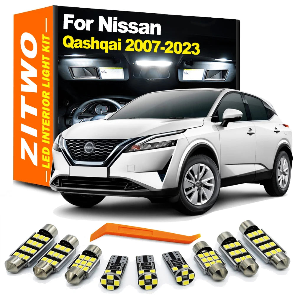 ZITWO LED Interior Dome Map Trunk Light Kit For Nissan Qashqai J10 J11 J12 2007-2019 2020 2021 2022 2023 2024 License Plate Lamp