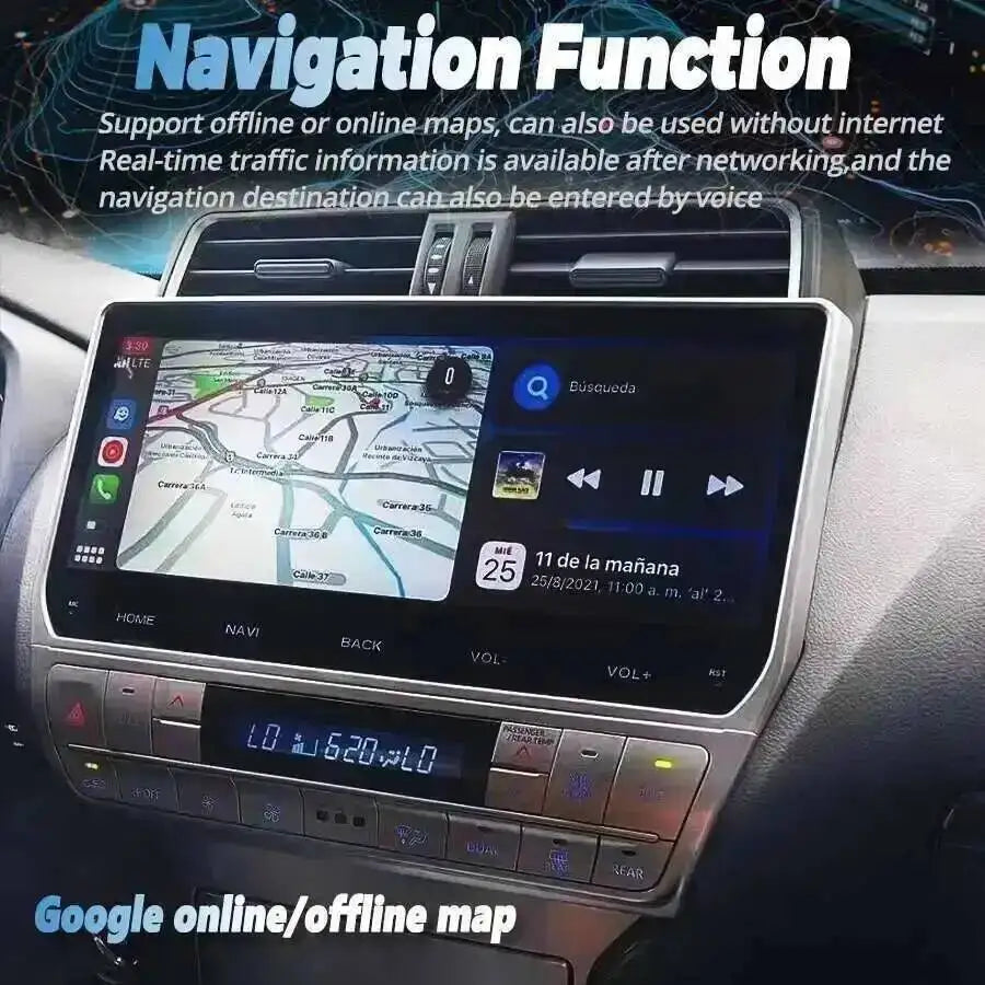 12.3" Car Radio For Toyota Prado 2018 Carplay Auto Multimedia Player 4G+Wifi GPS Navi Scre