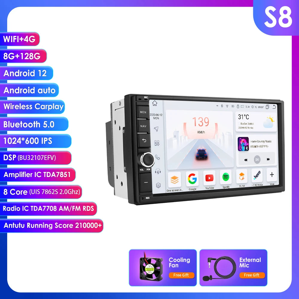 7"2din Android Auto Universal Car Radio multimedia Video Player 4G 8Core Autordio GPS navi