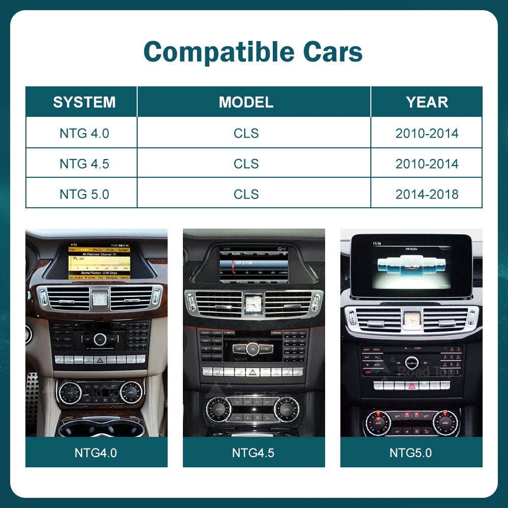 Wireless CarPlay Android Auto Multimedia Display Linux Screen for Mercedes-Benz CLS W218 N