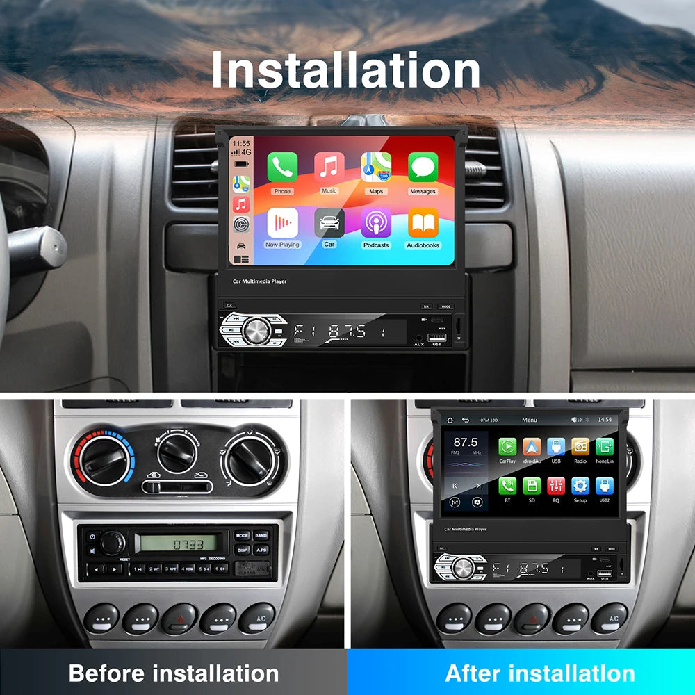 Universal 7 Inch Flip Out Car Stereo 1 Din HD Touchscreen Car Radio Receivers Support Wire | AUTOKITSHOP