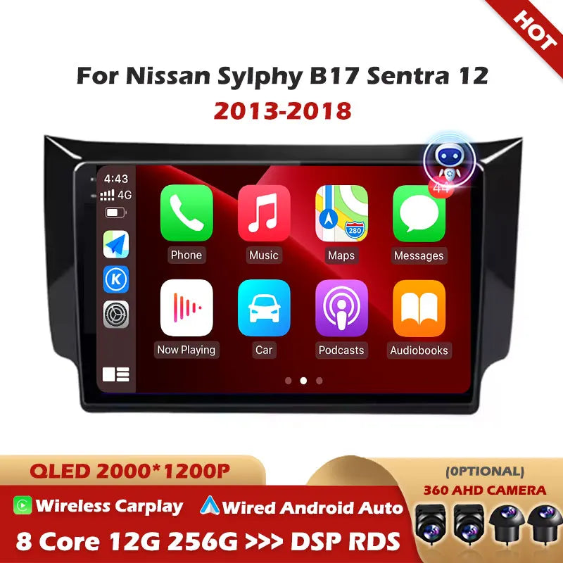 For Nissan Sylphy B17 Sentra 12 2013 2014 2015 2016 2017 2018 Android Auto Carplay Car Rad