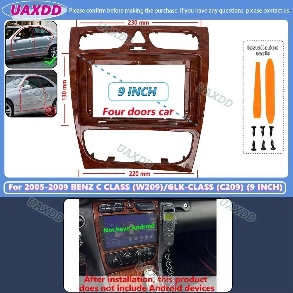 2 Din Car radio Android frame For 2005-2009 BENZ C CLASS W209 W203 GLK-CLASS C209 9INCH fa