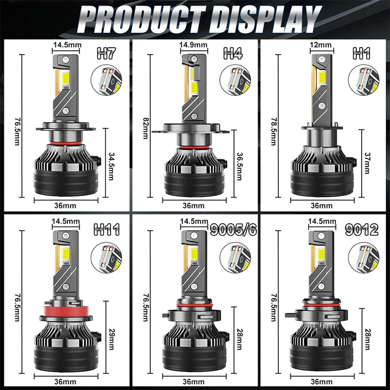 H7 LED Car Headlight Canbus H4 H11 H8 H1 HB3 9005 HB4 9006 9012 HIR2 H9 Turbo 12PCS 5575 C