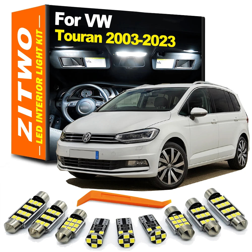 13Pcs Car Bulbs LED Interior Dome Map Ceiling Light Kit For VW Volkswagen Touran 1T 1T1 1T2 1T3 5T 5T1 2003- 2020 2021 2022 2023