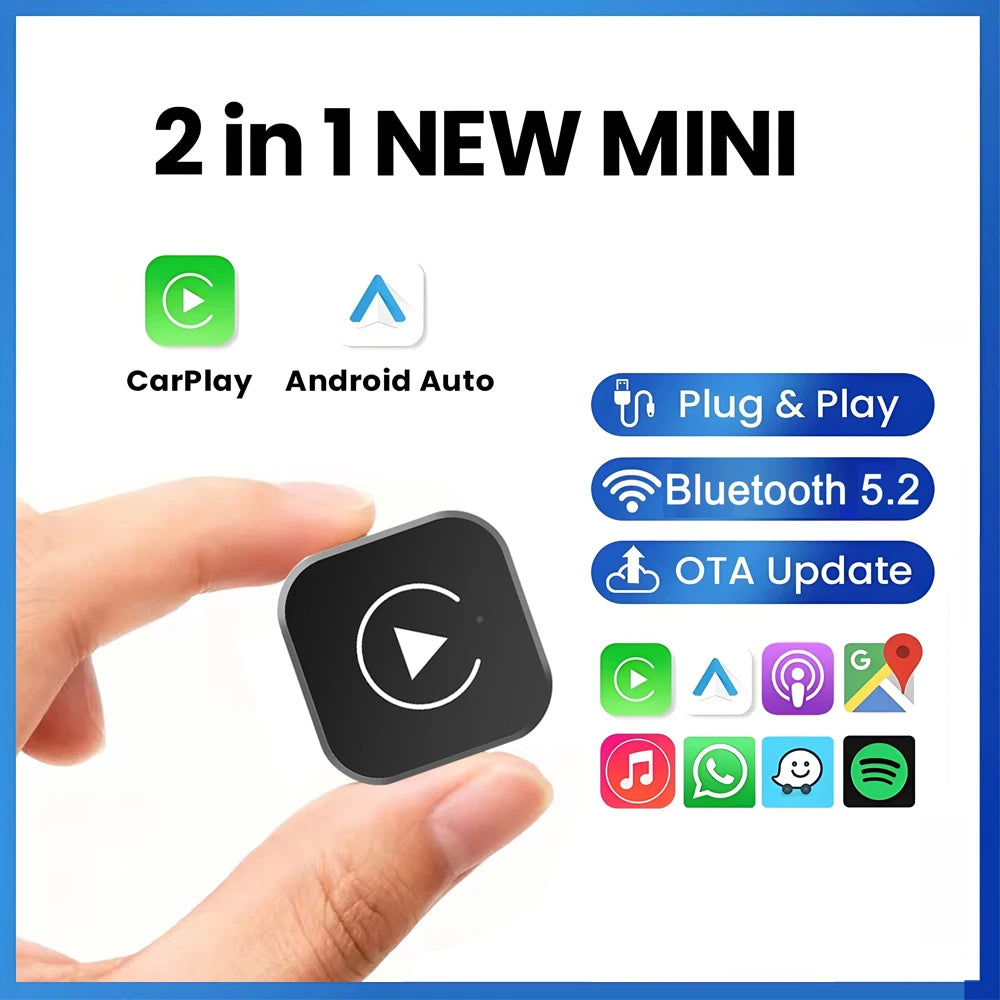 2 in 1 New Wireless CarPlay Android Auto Adapter USB Dongle Smart Mini Box Plug And Play U