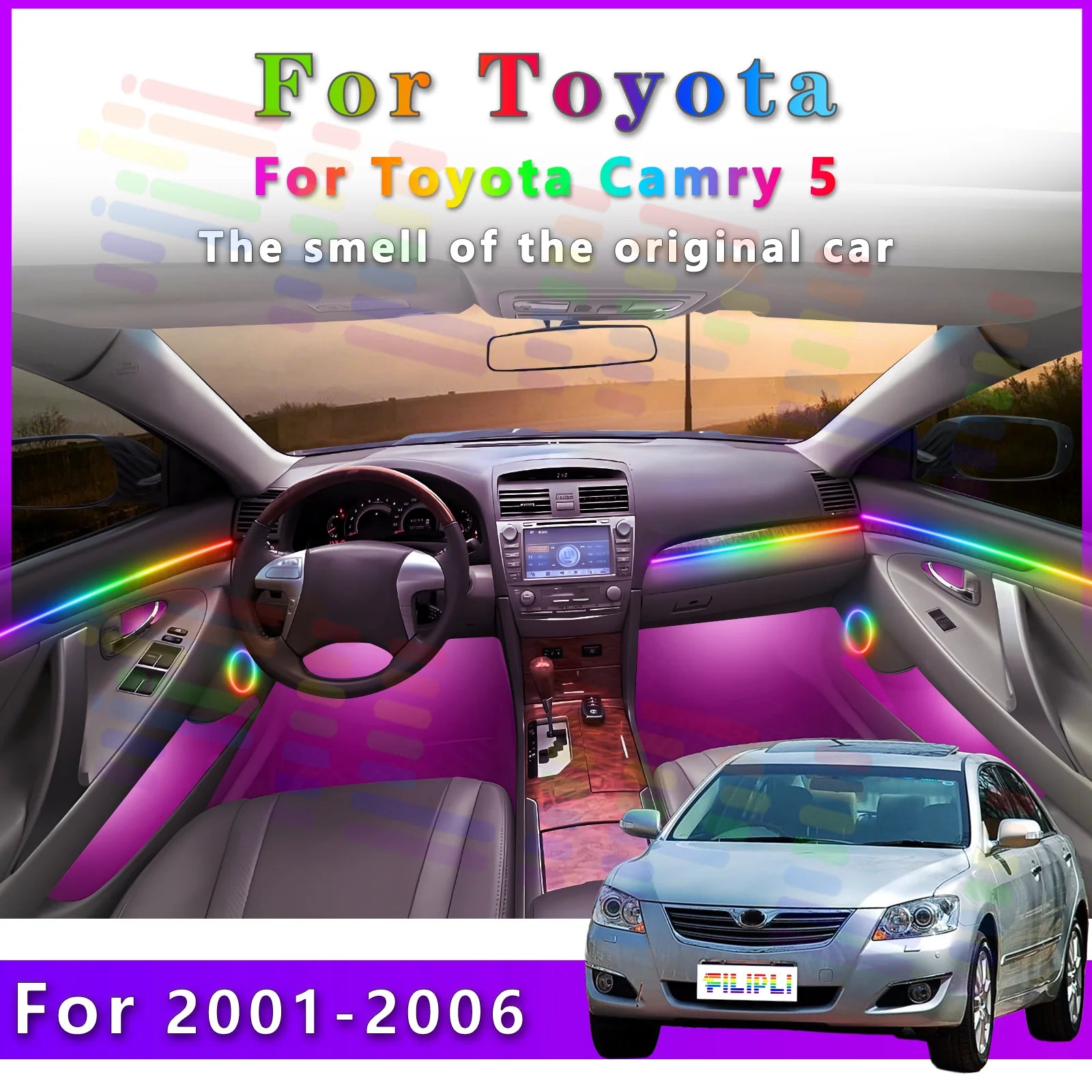 RGB - Ambient Light - for Toyota Camry 2001-2006 - App Control - Car Interior Lighting | AUTOKITSHOP