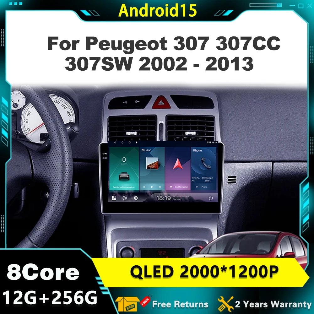 Android 15 For peugeot 307 sw 307CC 307SW 2002 - 2013 GPS WIFI Automotive Multimedia Panta