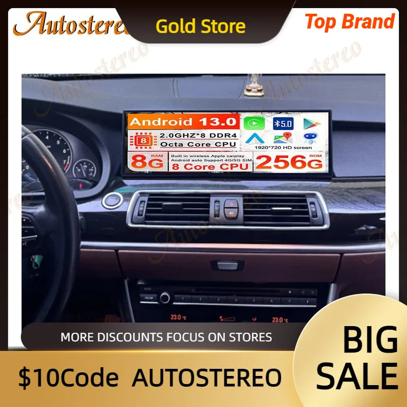 ID8 14.9 Inch Android 14 Screen Carplay For BMW 5GT Series F07 2009-2017 Car Multimedia Pl