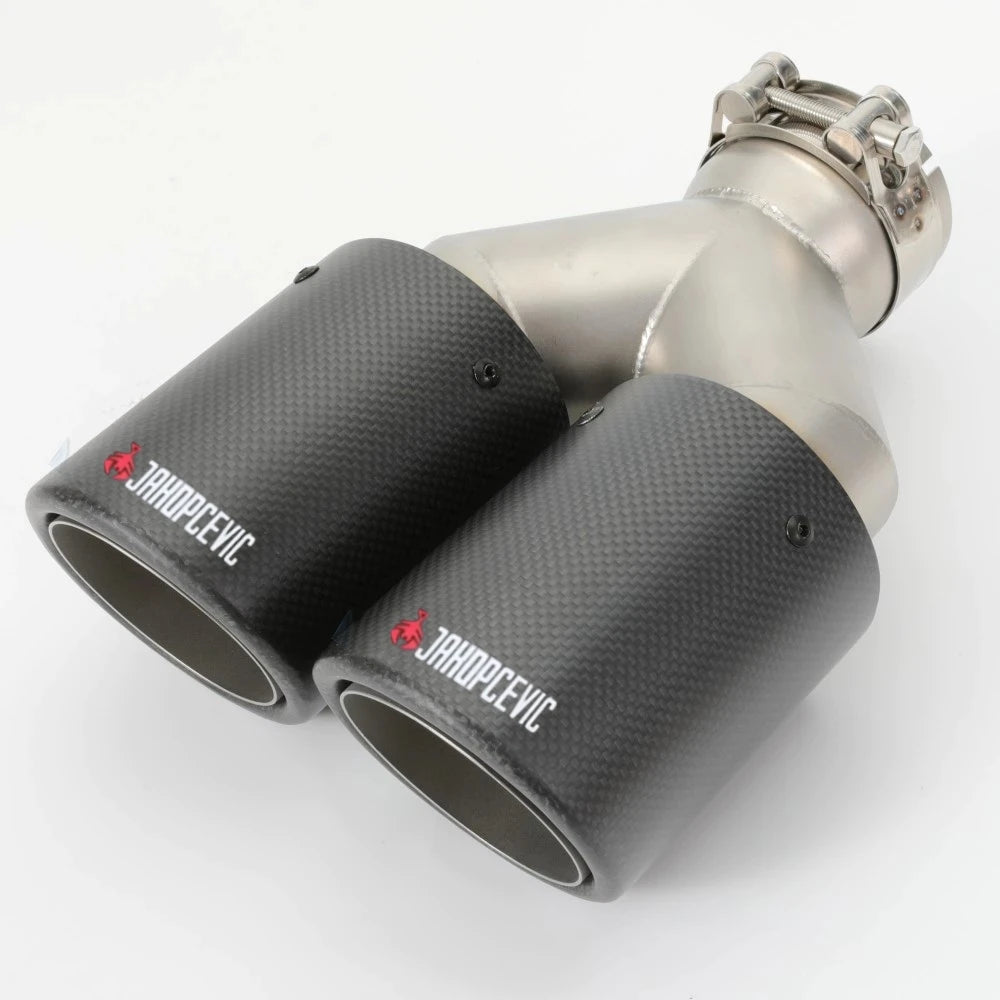 1 Piece Car Carbon Fiber Matte Muffler Tip Y Shape Double Exit Exhaust Pipe Mufflers Nozzle Deco - Automotive LED Light