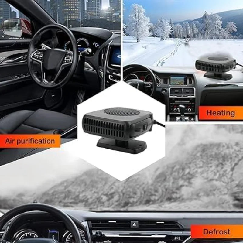 2 in 1 Car Heater Cooling Fan 12V 24V Portable Windshield Defroster Anti-Fog Fast Heating Winter - Automotive LED Light