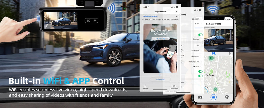 Ultra HD 4K Car Front Dash Cam Mini WIFI DVR Black Box Room With 24H Parking Monitor Night Vision,GPS/Rear View Camera Optional