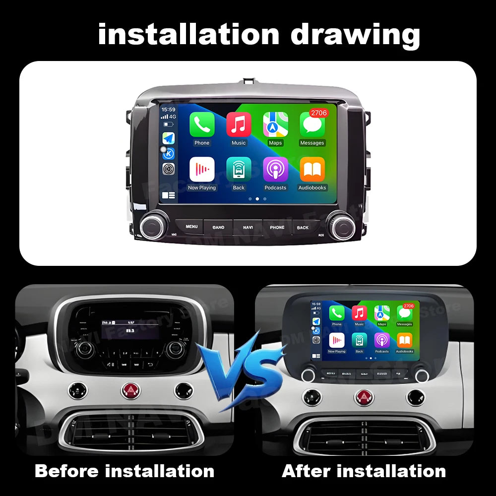 Android OS Touch Screen for Fiat 500L 2016-2019 Car Radio Multimedia Player Wireless Carpl