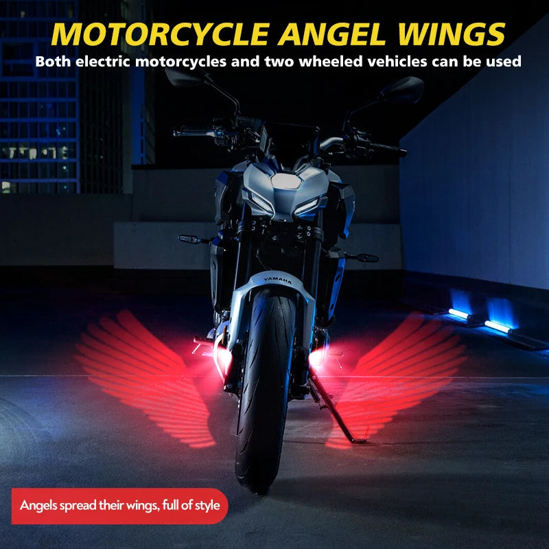 Motorcycle LED Chassis Lights Angel Wing Projection Lights Universal Fog Light Modified Pa