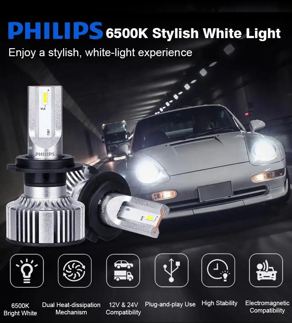 Philips LED H7 Headlight 12V/24V 6500K 6000K Bright White Auto Headlight LED Lamps