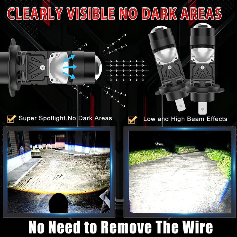 H7 LED H4 H8 H9 H11 9005 HB3 9006 HB4 Projector Lens 7500000LM 6500K High Low Beam For Lef