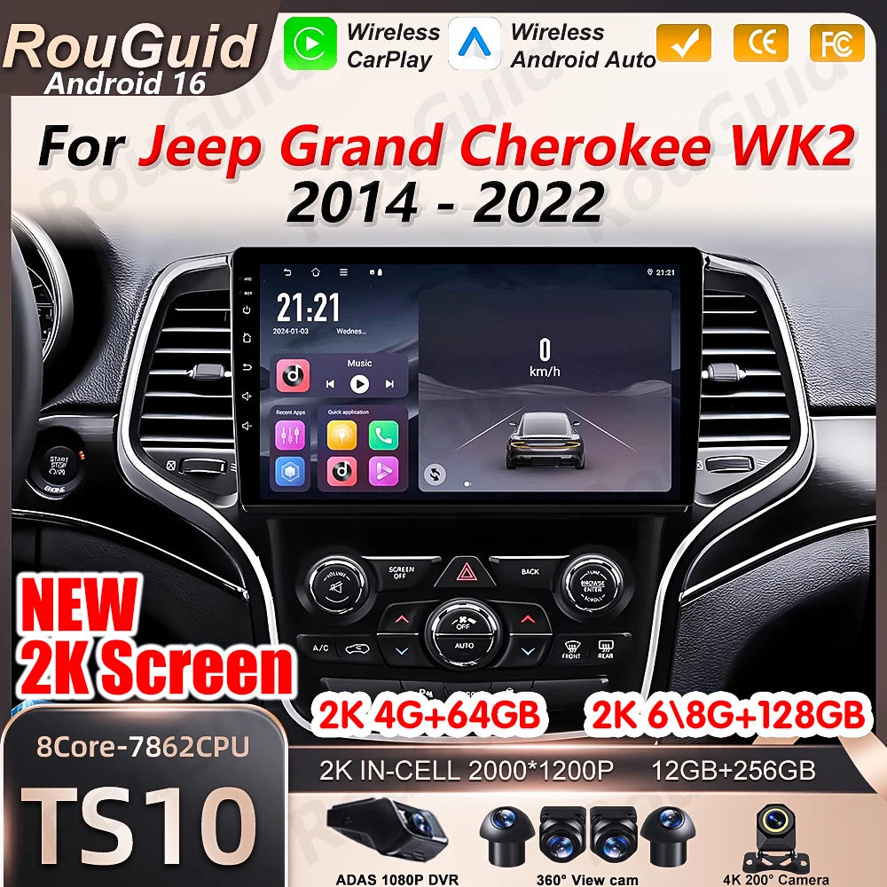 Android 16 Car Radio For Jeep Grand Cherokee WK2 2014 2015 2016 2017 2018 -2022 Carplay Vi | AUTOKITSHOP