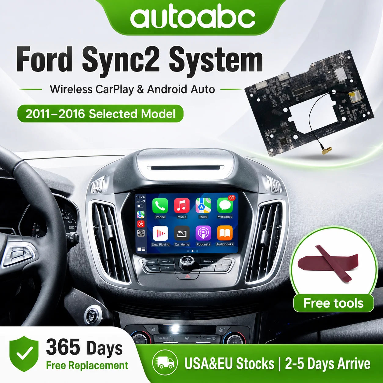 Wireless Carplay Android Auto for Ford Sync2 System Explorer Focus Fiesta C-max Edge F-150 | AUTOKITSHOP