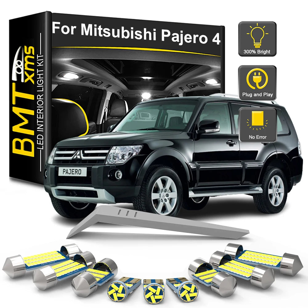 15-Piece LED Interior Light Kit for Mitsubishi Pajero Montero Shogun 4 MK4 V93 V97 V98 2007-2021 - Canbus Dome Map Do...