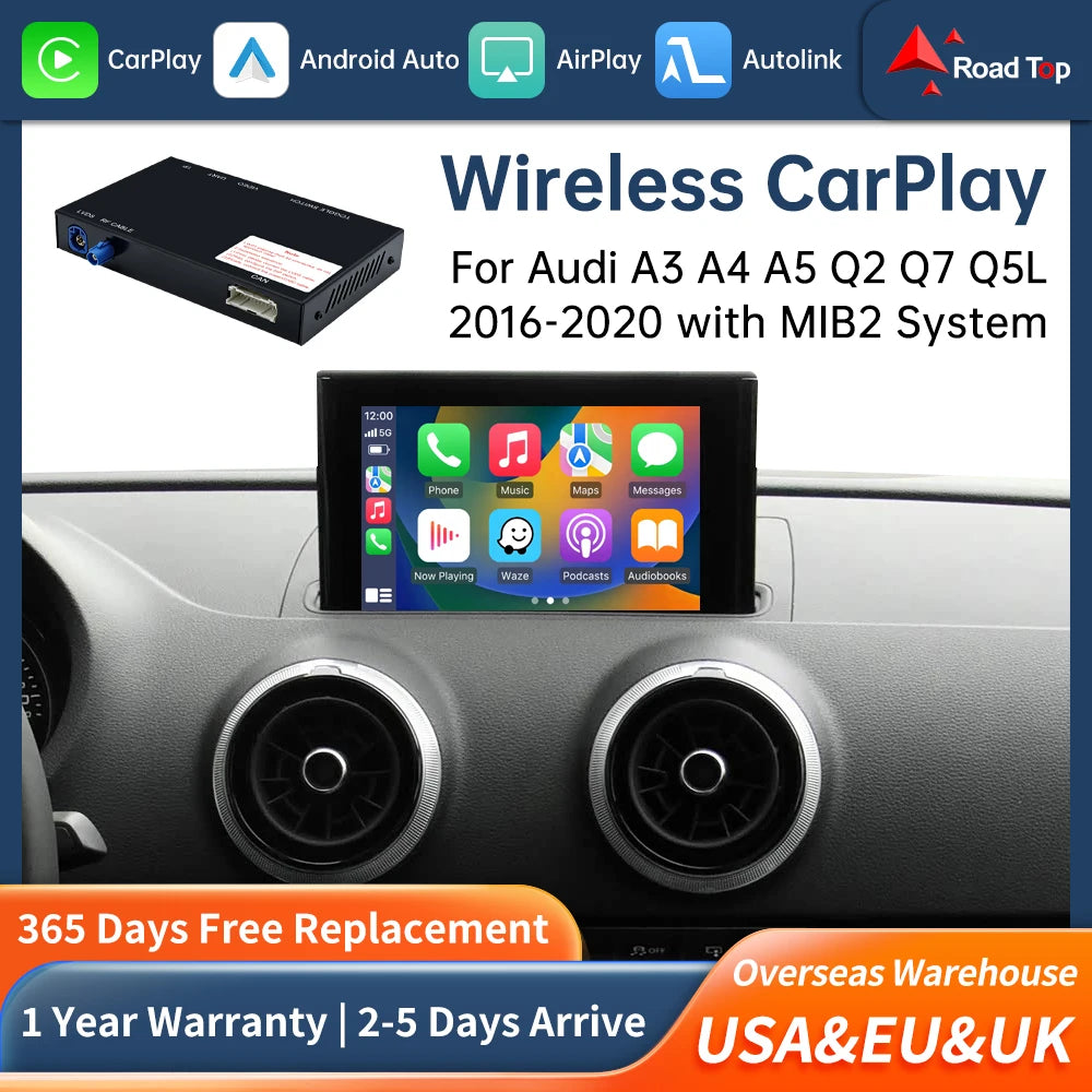 Road Top Wireless Carplay Decoder Interface For Audi A3 A4 A5 Q2 Q7 Q5L 2016-2020 MIB2 Sys | AUTOKITSHOP