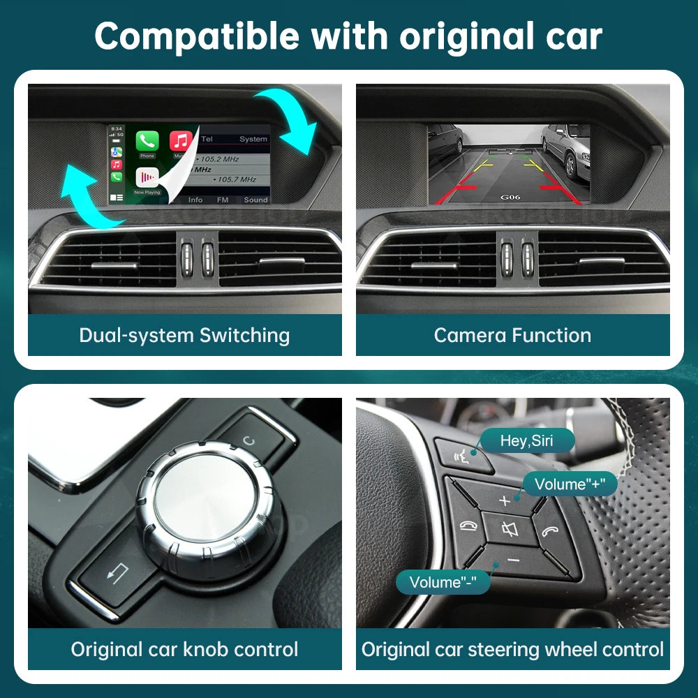 RoadTop Wireless CarPlay for Mercedes Benz C Class W204 2011-2014, with Android Auto Mirro