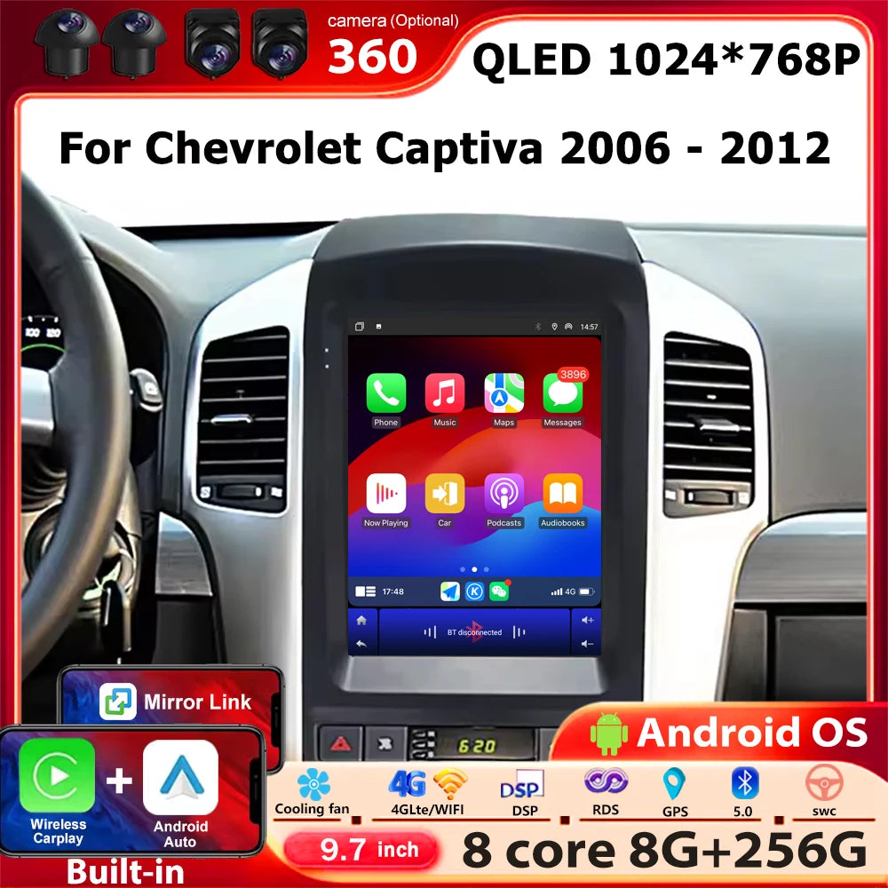 Wireless Carplay For Chevrolet Captiva 2006 - 2012 Android 16 Auto Car Radio Multimedia Vi