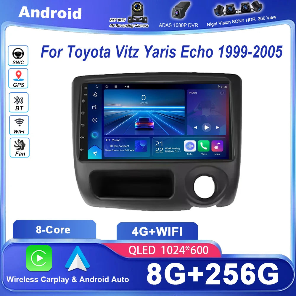Car Dvd Android Carplay Auto For Toyota Vitz Yaris Echo 1999 -2005 Auto Radio Stereo GPS N