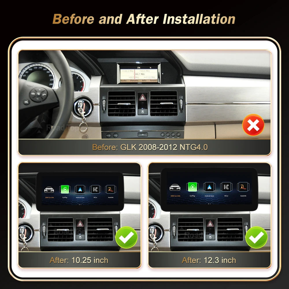 RoadTop Linux Screen Wireless CarPlay Android Auto Multimedia Display for Mercedes-Benz GL