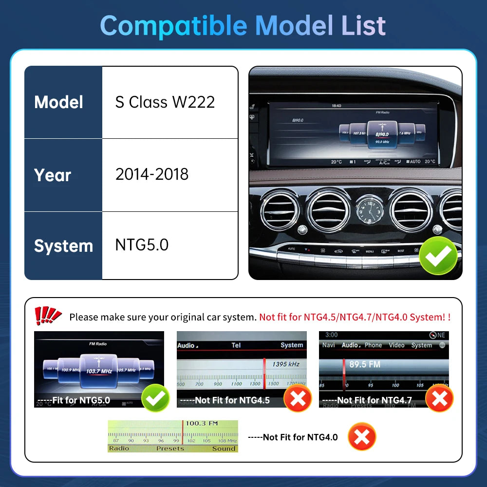 Road Top Wireless CarPlay Link for Mercedes Benz S-Class W222 2014-2018 with Android Auto  | AUTOKITSHOP