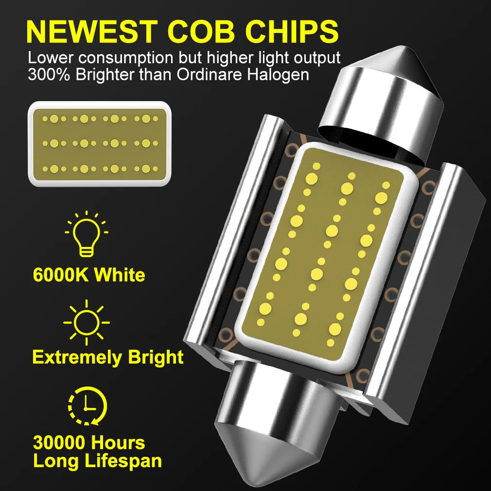 2-Piece LED Interior Light Kit for C10W C5W - Canbus Error-Free Interior Bulbs