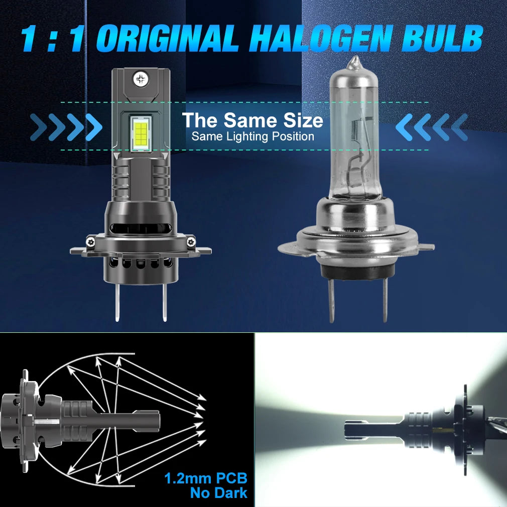 H7 Canbus LED Headlight Bulb 6500K Plug&Play H7 LED Lamp Mini Wireless 80W 25000LM CSP for
