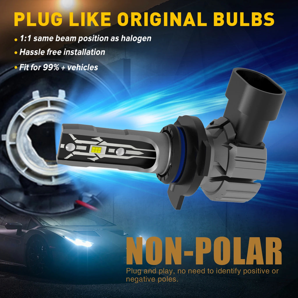 High Power HIR2 9012 LED Headlight Bulbs Super Bright Powerful No Adapter Required Car Tur