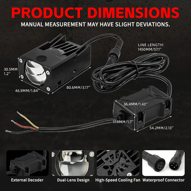  2PC 180W LED Light Pods Car Mini Driving Lights for Motorcycle Headlight Projector Lens