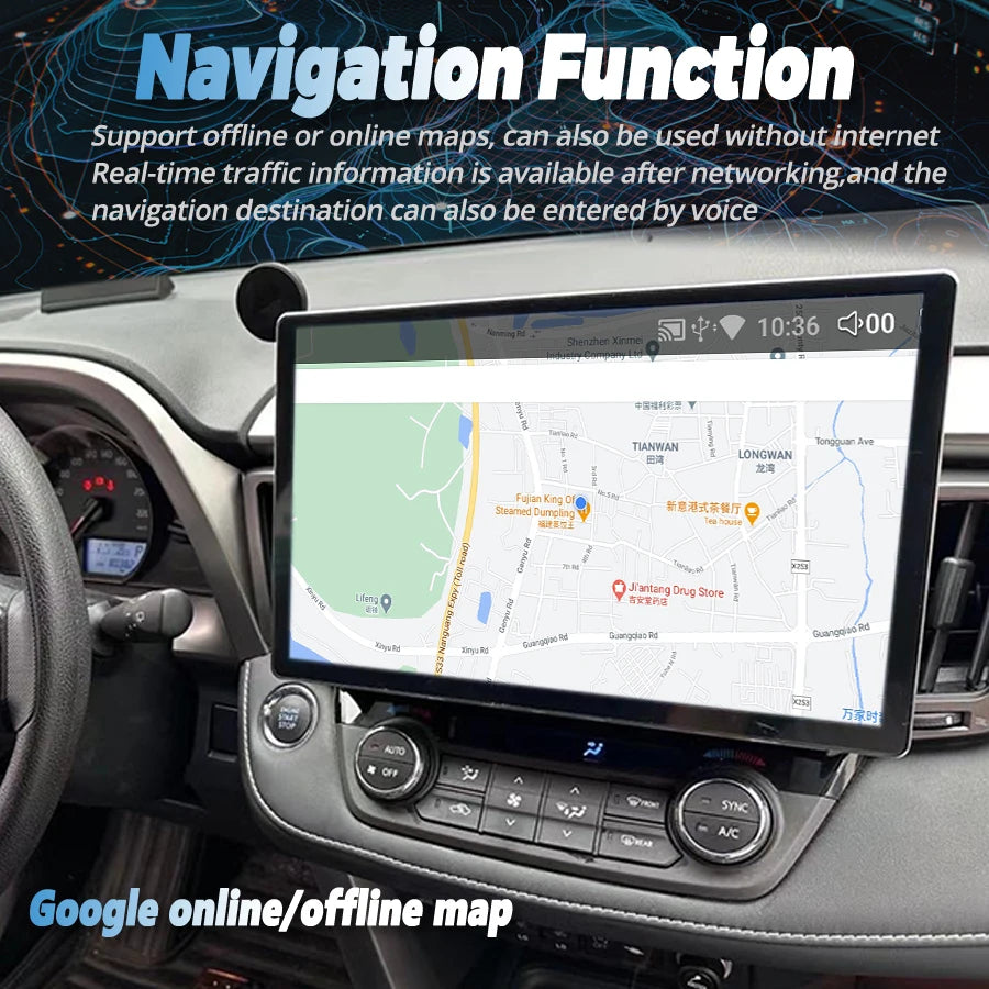 13.3inch Android 14 Screen For Toyota Rav4 2013 2017 Carplay Auto Multimedia Navigation GP