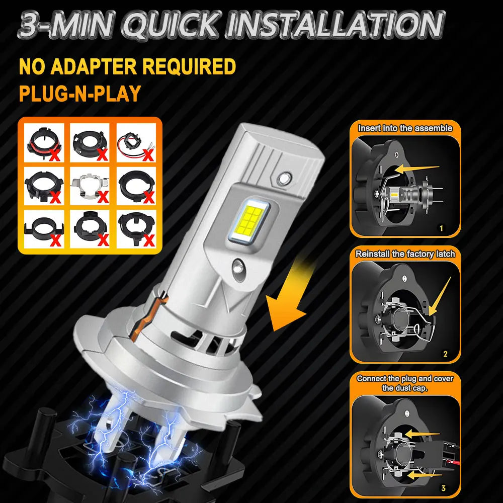 1600W Turbo H7 LED CANBUS Light Mini Head Lamp 1:1 Size Wireless H7 Car LED Headlight Bulb