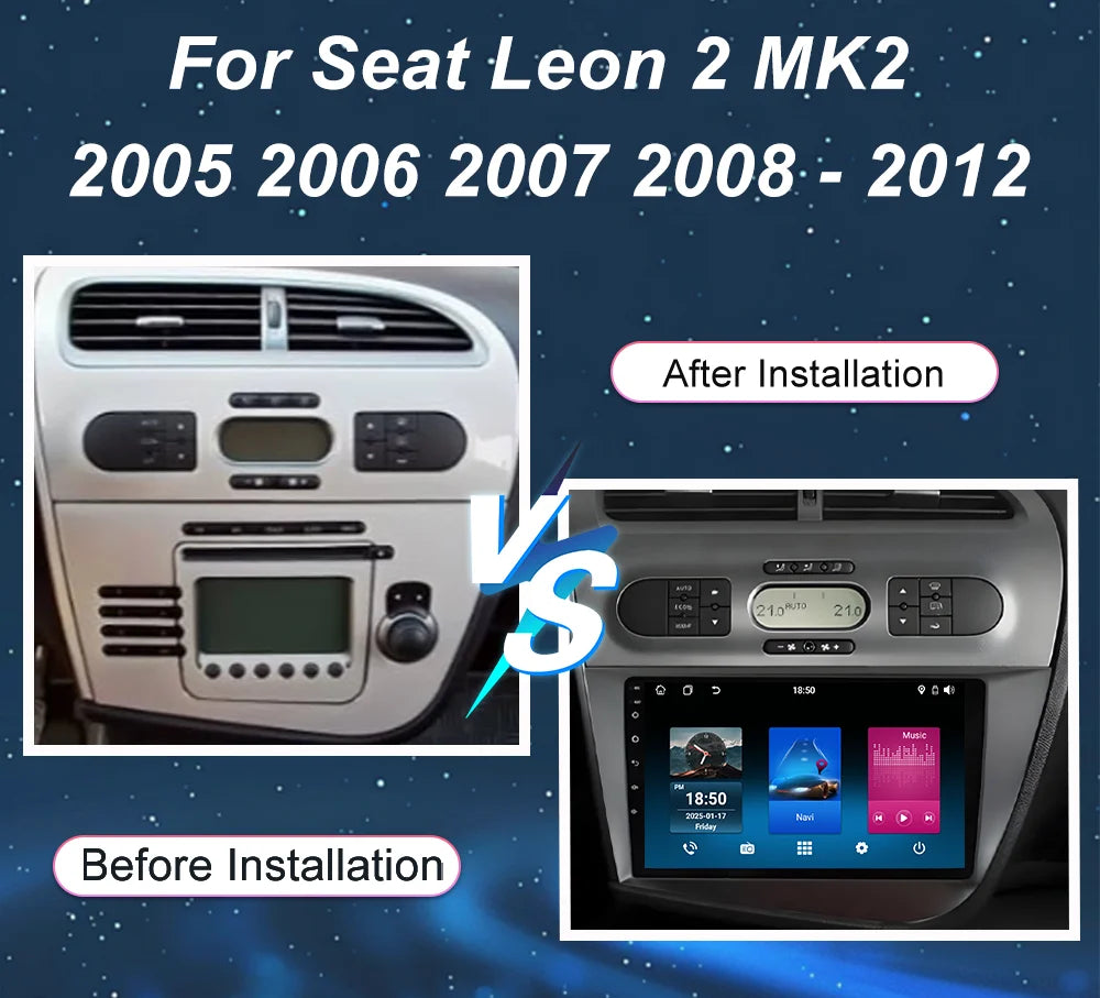 Android 16 Wireless Carplay Car Radio For Seat Leon 2 MK2 2005 2006 2007 2008-2012 Navigat