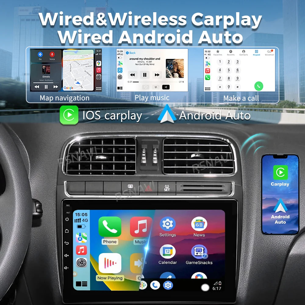 Android 16 2K QLED For Volkswagen VW POLO 5 2008-2017 Android Car Radio Multimedia Video P