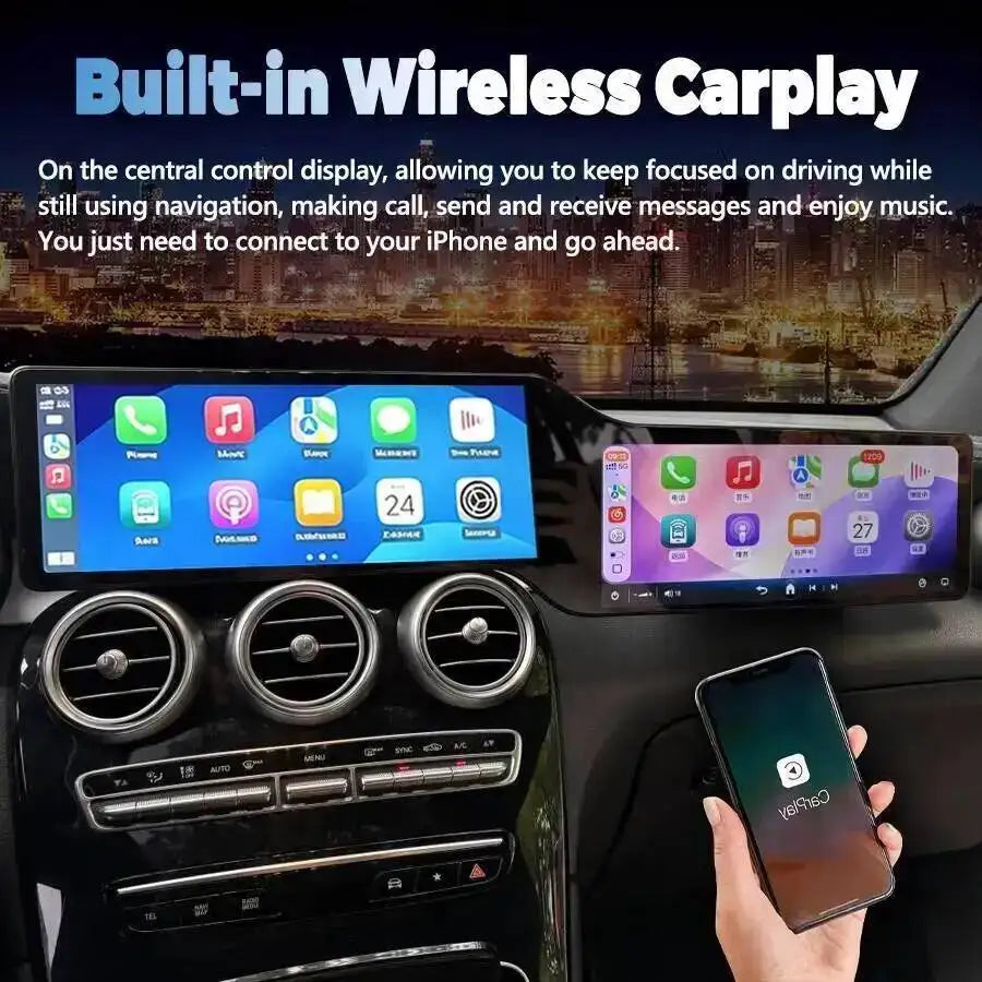 S For Benz C GLC W205 2015-2022 Car Radio GPS 12.3+12.3inch Dual Screen Android15 Navigati | AUTOKITSHOP