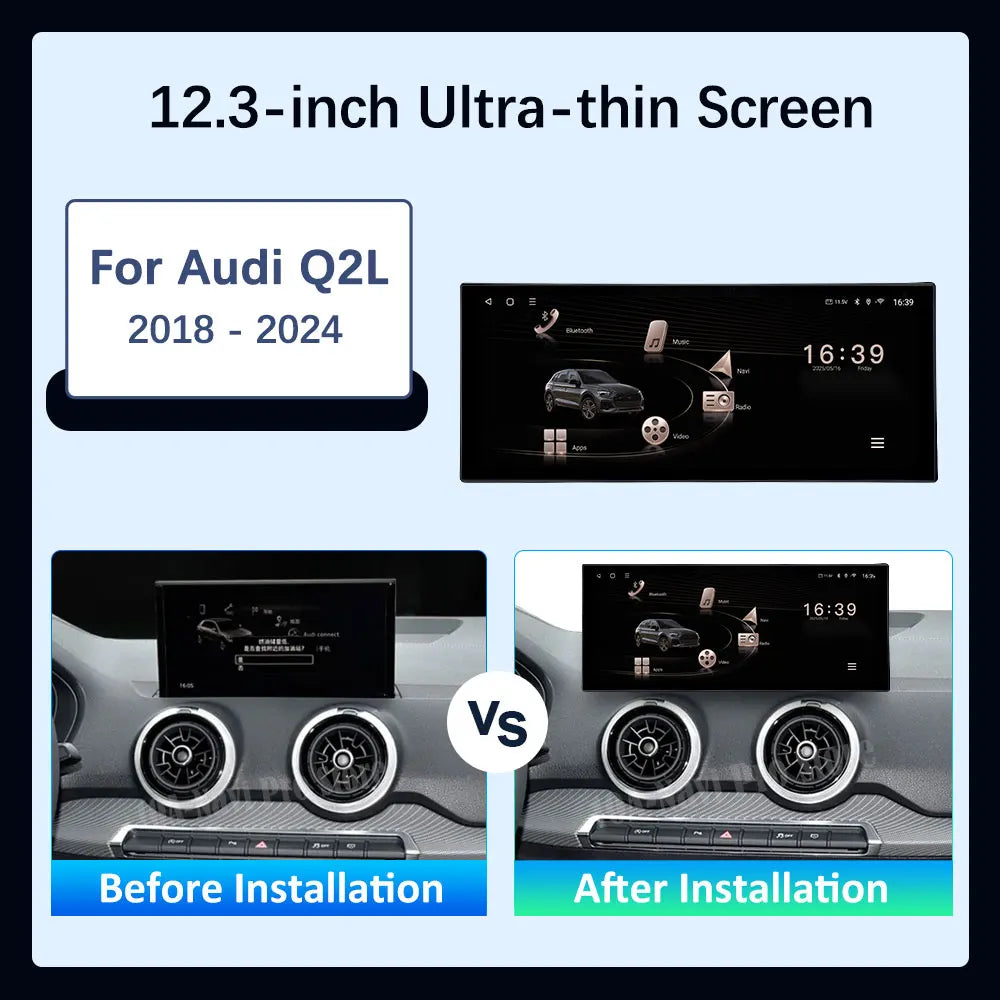 HD Touch Screen Wireless Carplay Android 16 for Audi Q2L 2018 - 2024 GPS Navigation Car Vi