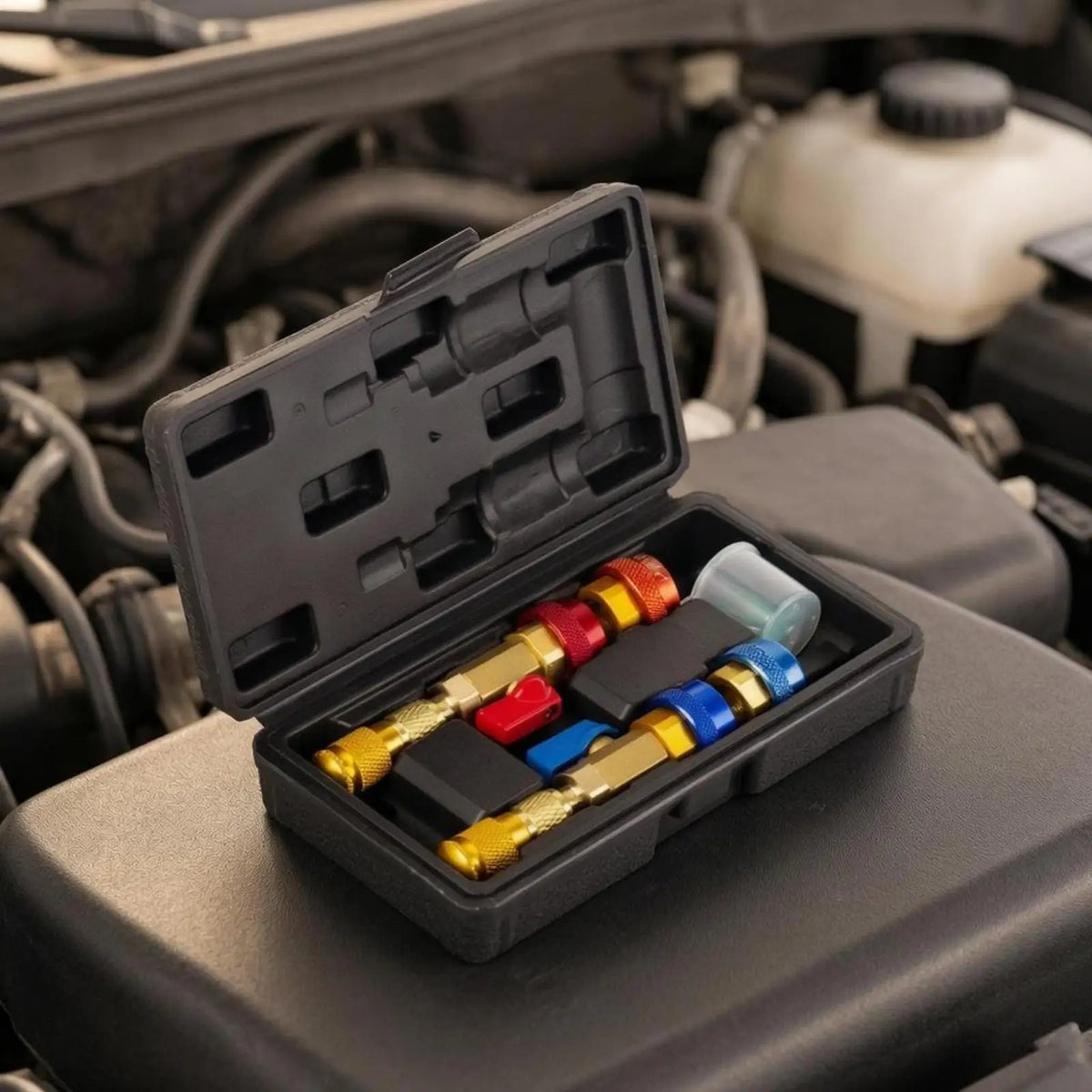 Valve Core Removal Kit Molded Interior Valve Core Replacement Tool Kit Hard Case - Automotive LED Light