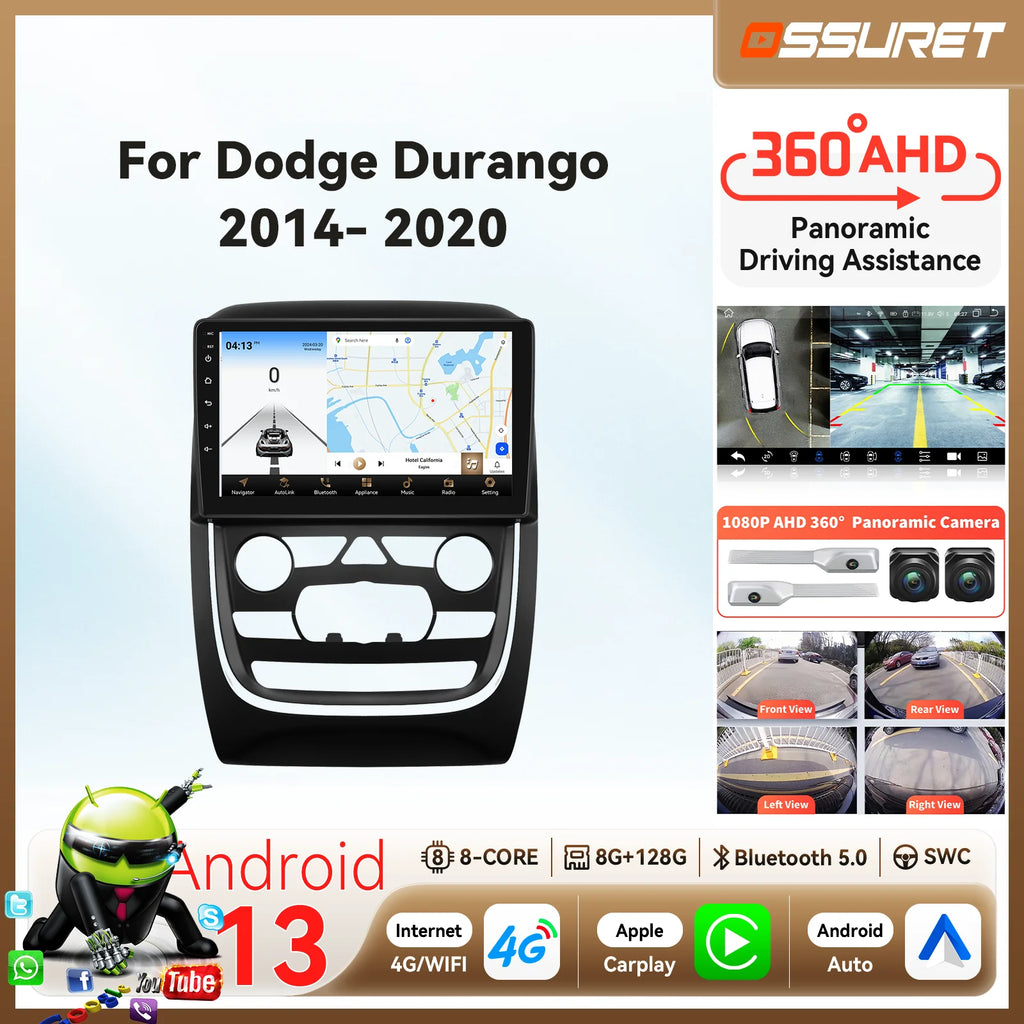 Android 13 car intelligent systems radio For Dodge Durango 2014-2020 multimedia AI Carplay